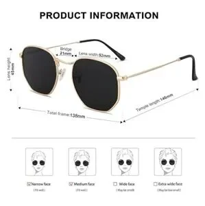 Polarized Hexagonal Sunglasses Polygon Shades SJ1072 Black Gold Amazon.com: SOJOS Small Square Polarized Sunglasses for Men  main image 4
